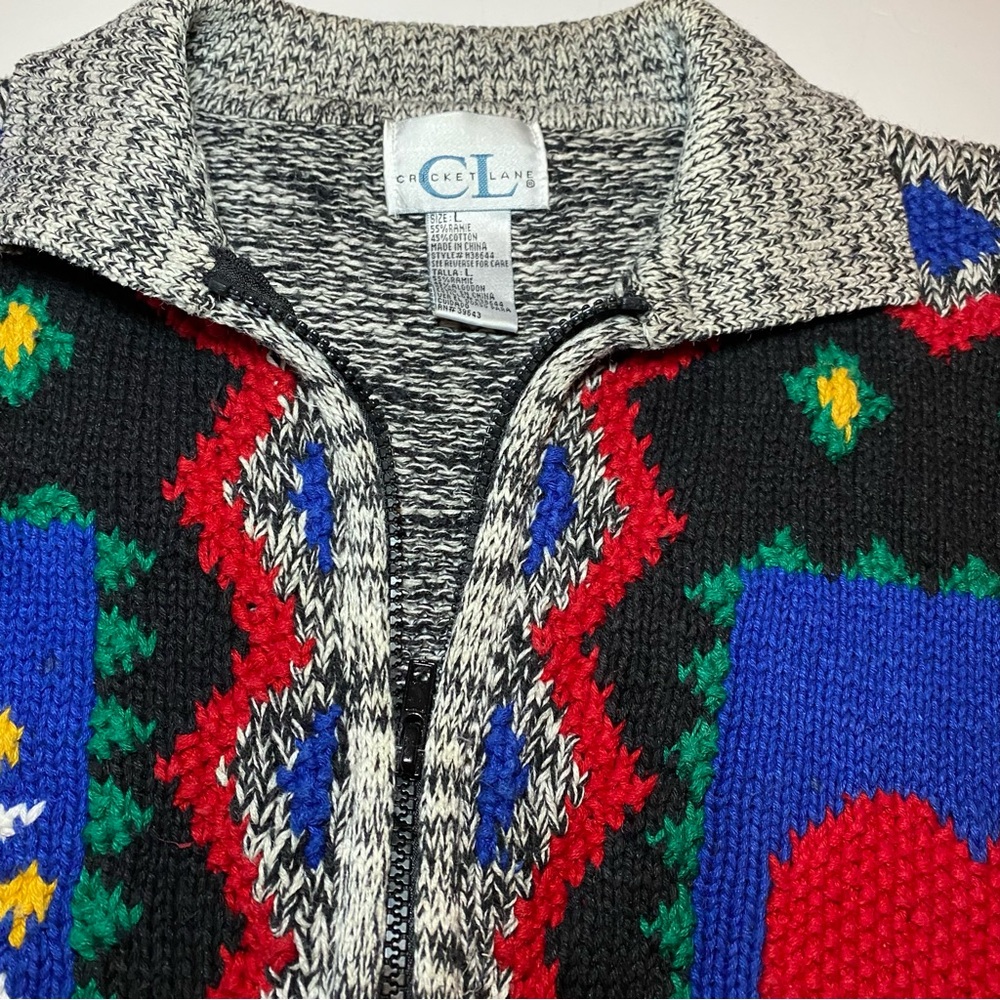 Colorful Knit Cardigan by Cricket Lane size L. 22 inches by 22 inches - Picture 5 of 11